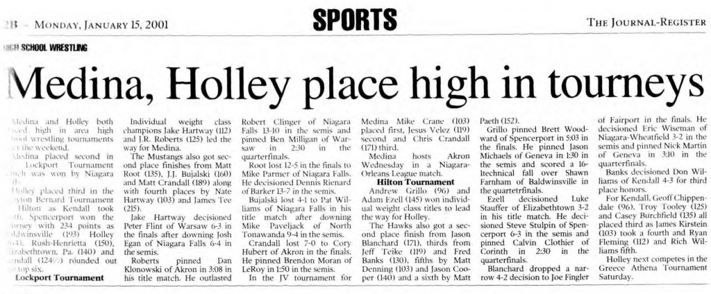 Medina, Holley place high in tourneys