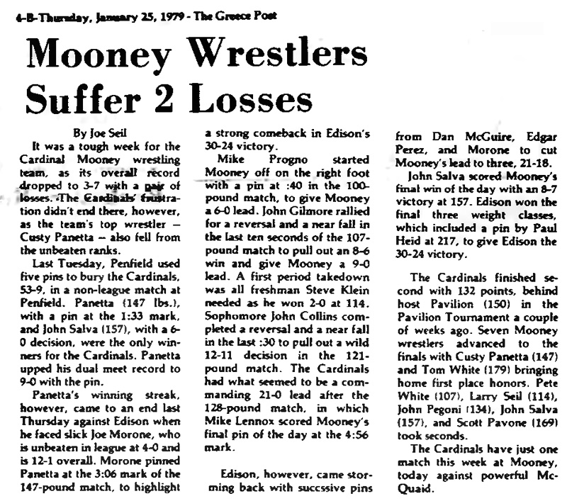 Mooney Wrestlers Suffer 2 Losses