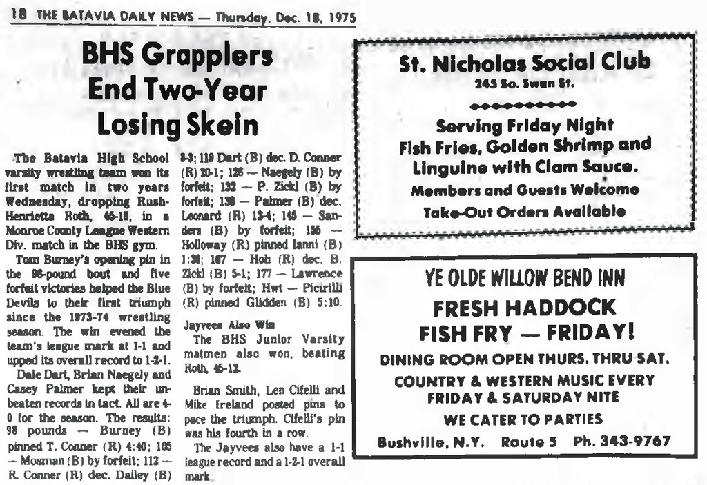 Batavia Grapplers End Two-Year Losing Skein