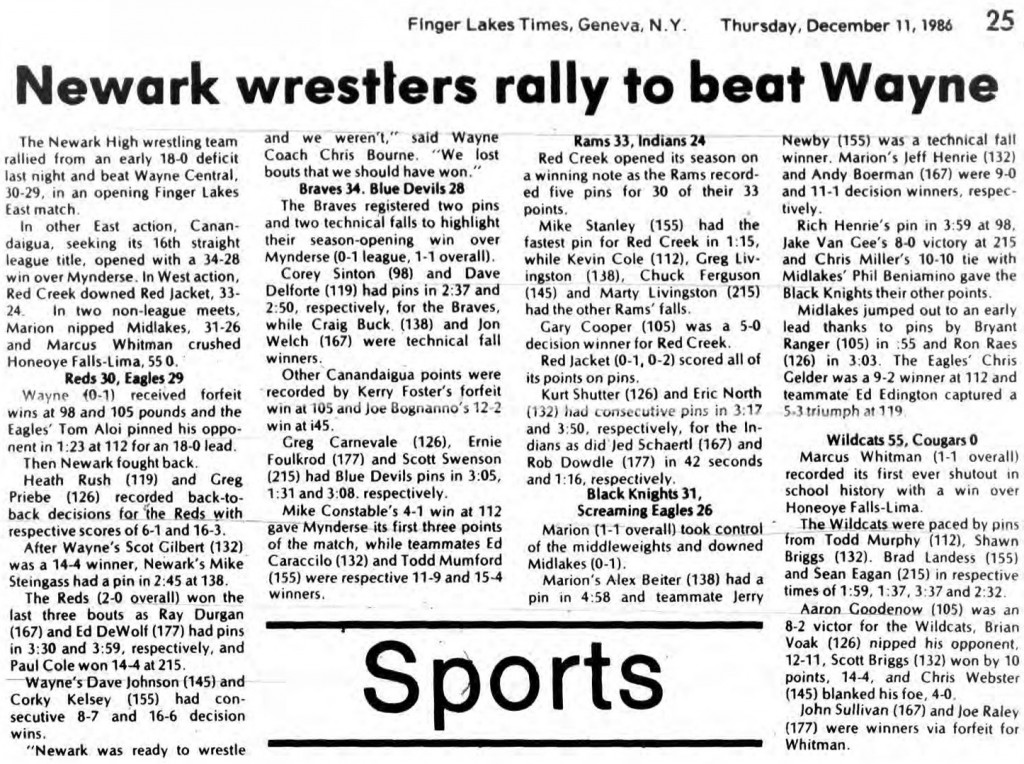 Newark wrestlers rally to beat Wayne