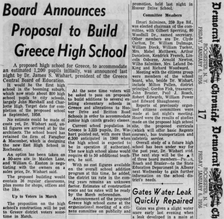 Board Announces Proposal to Build Greece High School