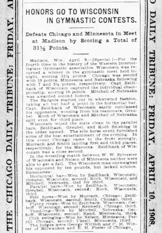 Honors Go To Wisconsin In Gymnastic Contests