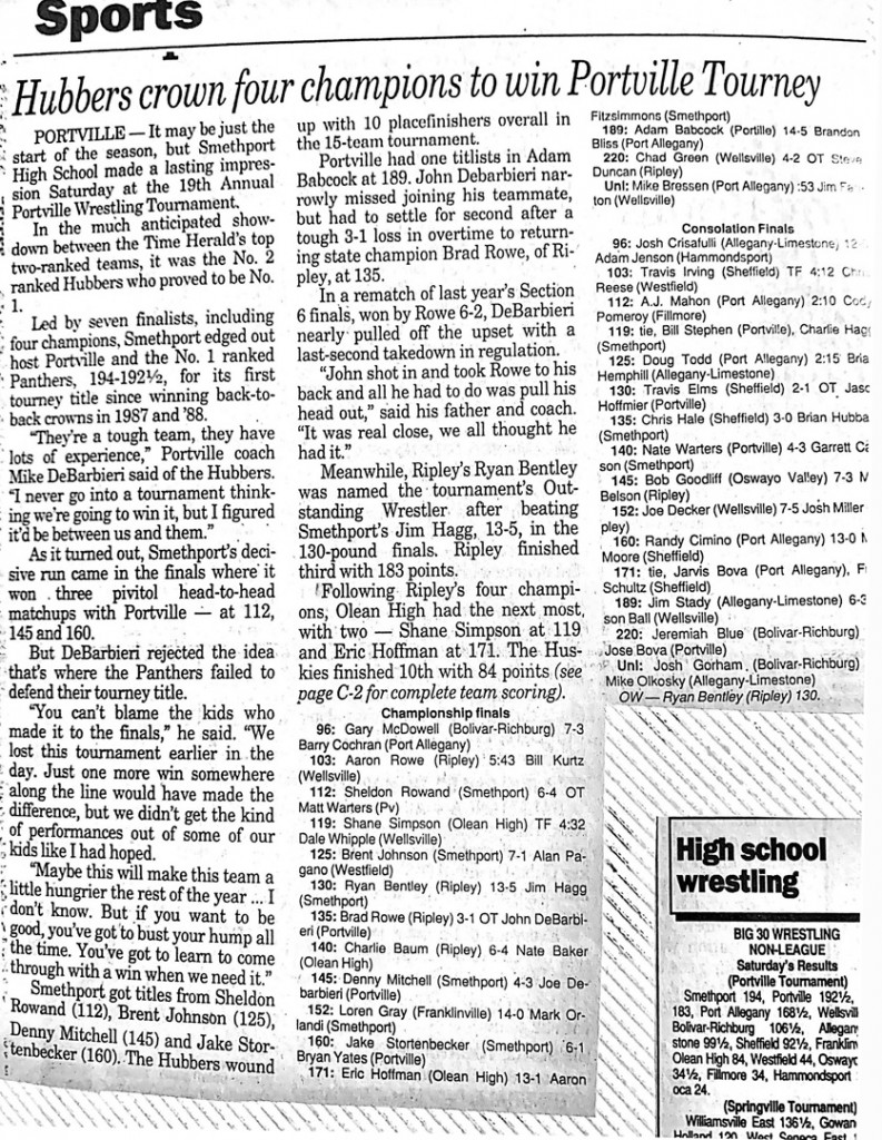 Hubbers crown four champions to win Portville tourney