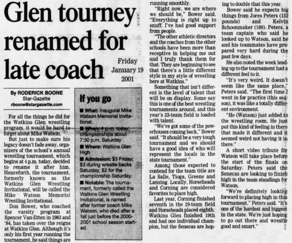 Glen tourney named for late coach