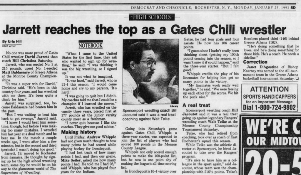 Jarrett reaches the top as a Gates Chili wrestler