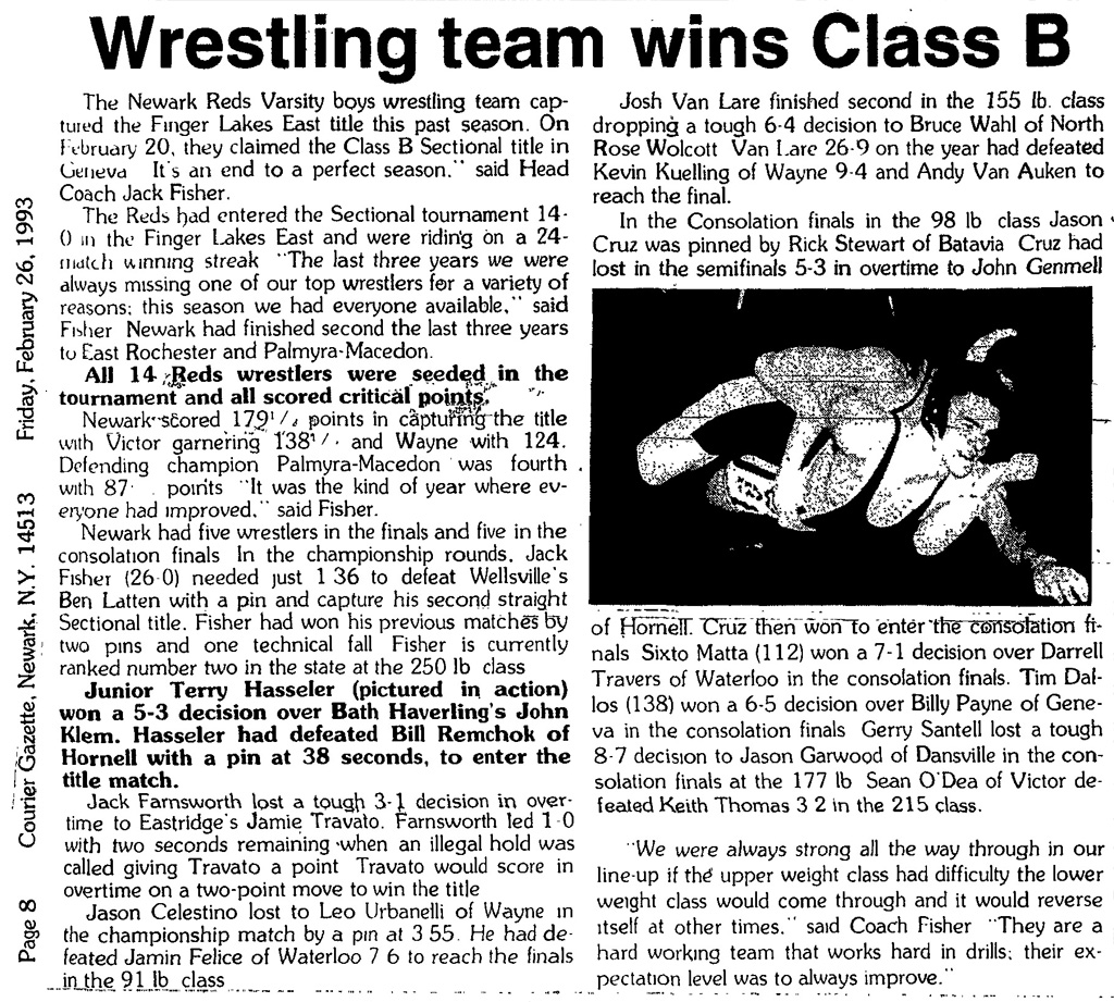 Newark wrestling team wins Class B