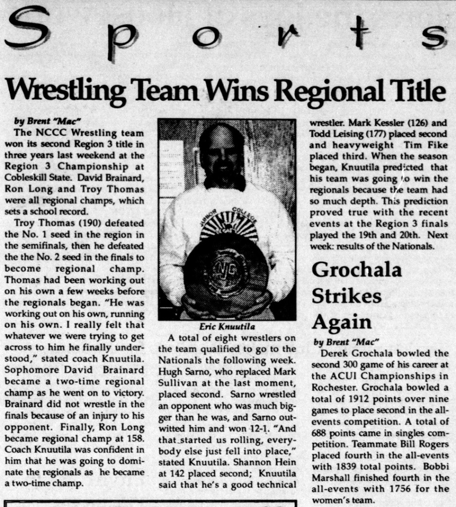 NCCC Wrestling Team Wins Regional Title