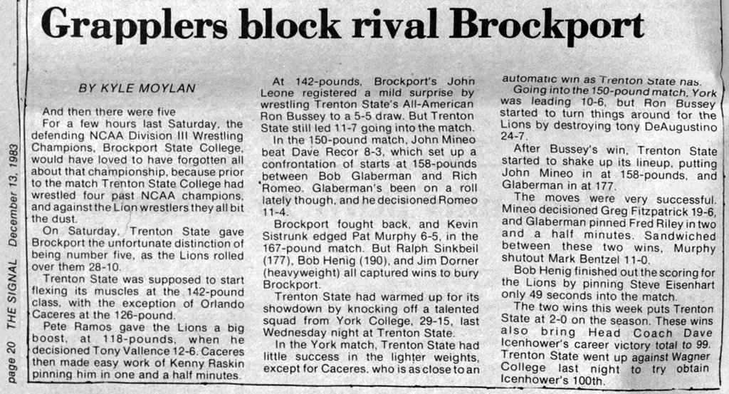 Grapplers block rival Brockport