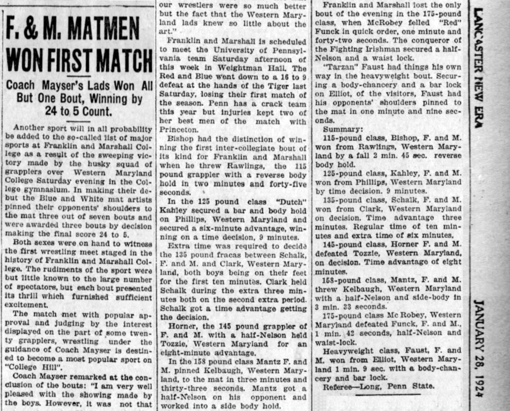 F&M Matmen Won First Match