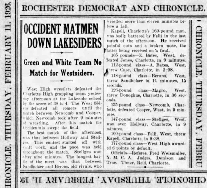 Occident Matmen Down Lakesiders