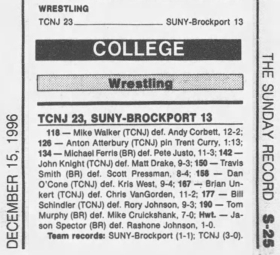 TCNJ 23, Brockport State 13