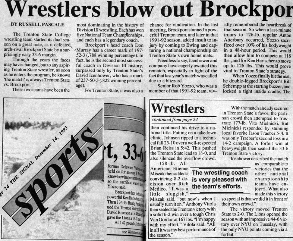 Trenton State wrestlers blow out Brockport, 33-6