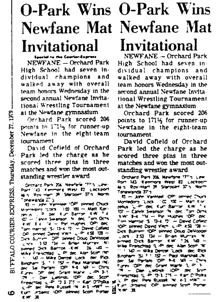 O-Park Wins Newfane Mat Invitational