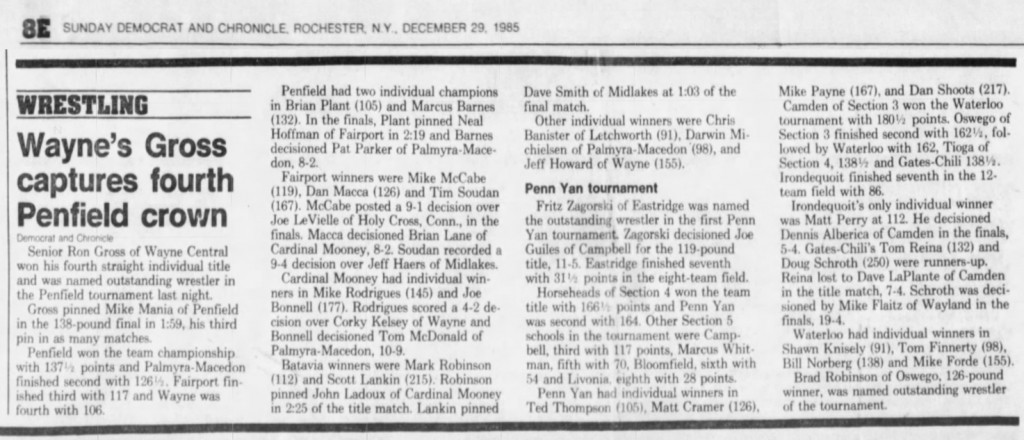 Wayne's Gross captures fourth Penfield crown