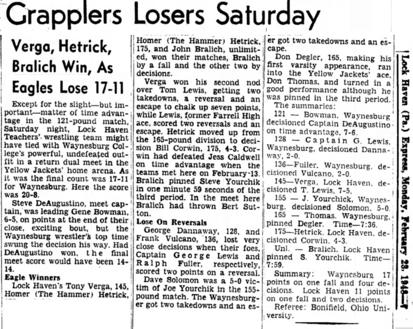 Grapplers Losers Saturday