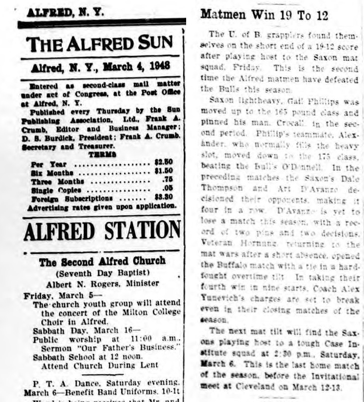 Alfred Matmen Win 19 to 12