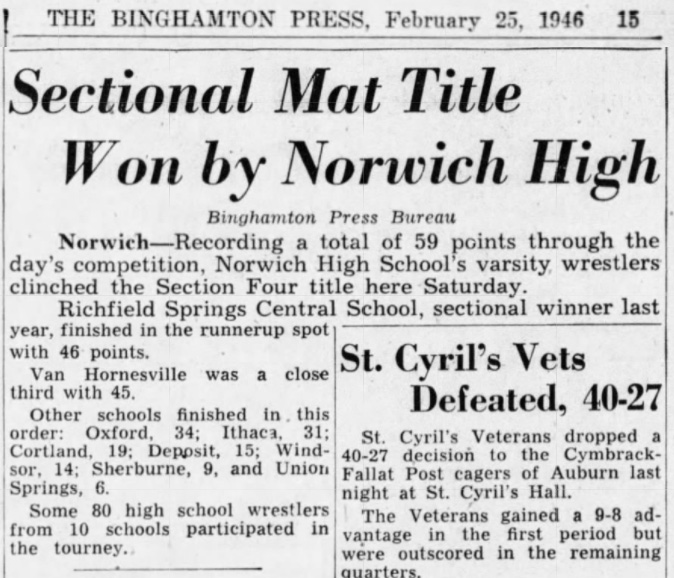 Sectional Mat Title Won by Norwich High