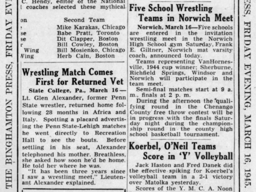 Five School Wrestling Teams in Norwich Meet