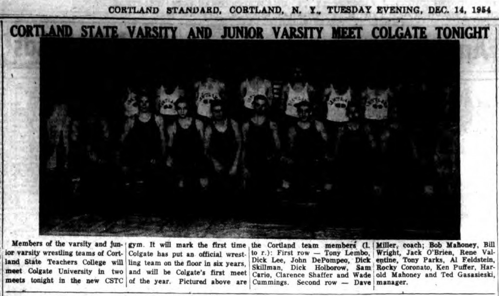 Cortland State Varsity and Junior Varsity Meet Colgate Tonight