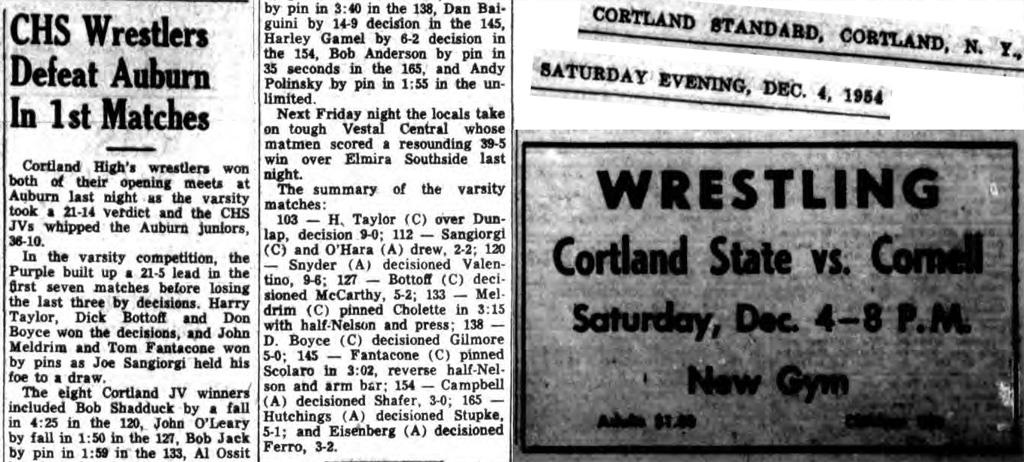 Cortland HS Wrestlers Defeat Auburn In 1st Matches