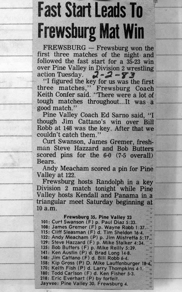 Fast Start Leads To Frewsburg Mat Win