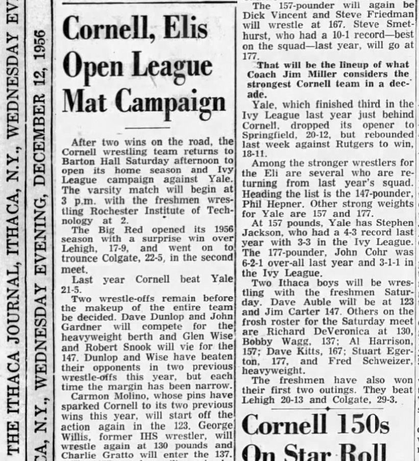 Cornell, Elis Open League Mat Campaign