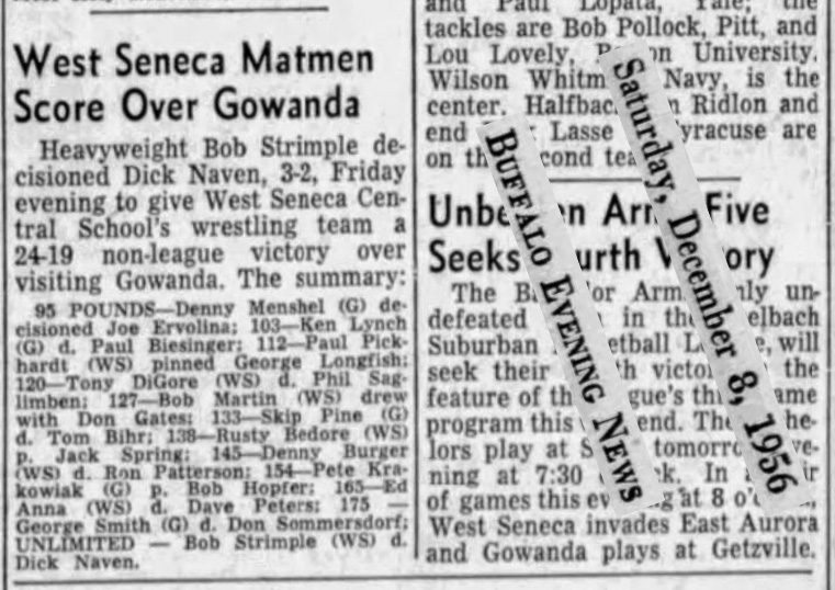 West Seneca Matmen Score Over Gowanda