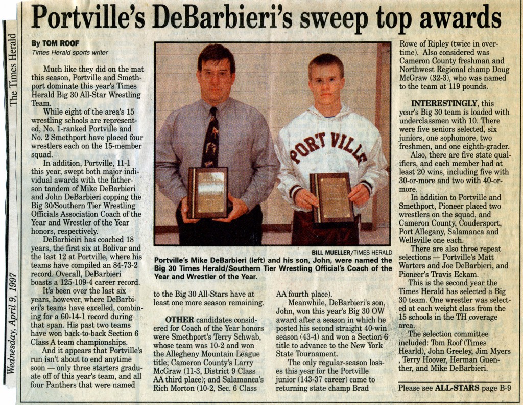 Portville's DeBarbieri's sweep top awards