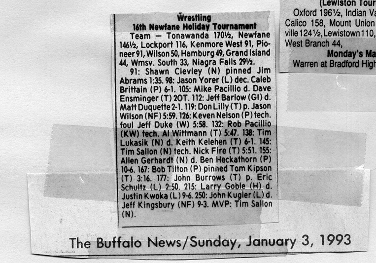 16th Newfane Holiday Tournament