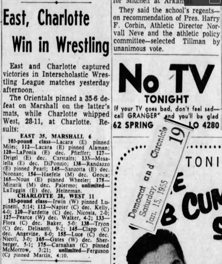 East, Charlotte Win in Wrestling