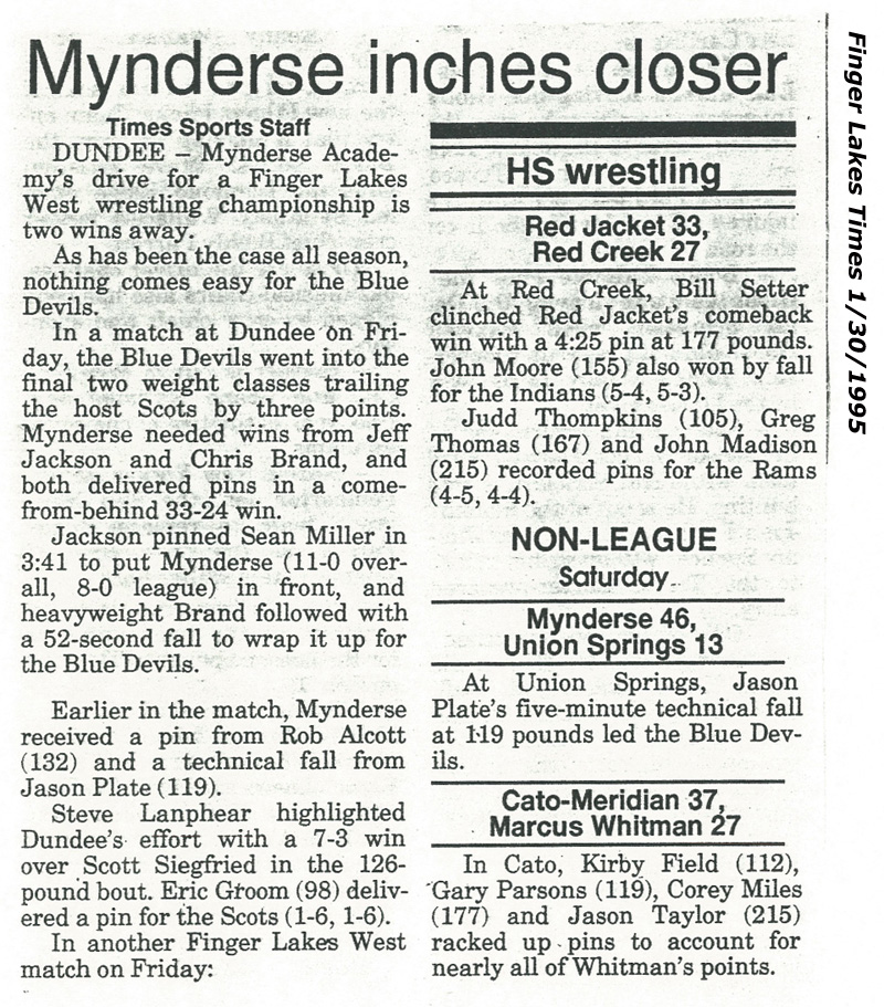 Mynderse inches closer