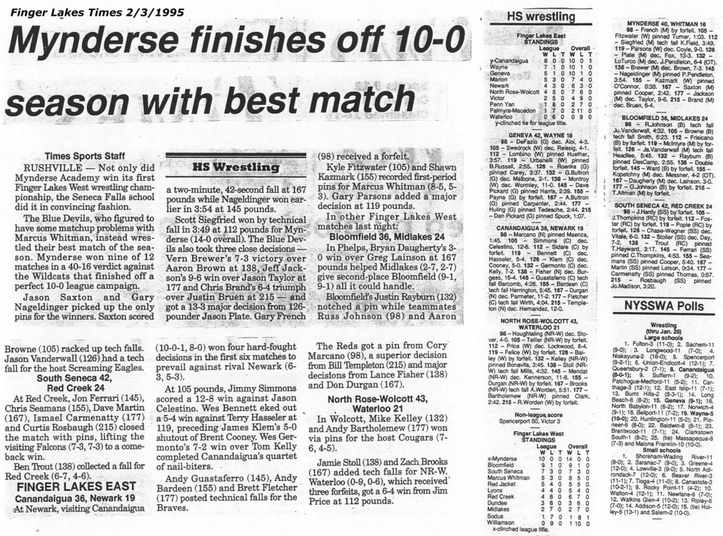 Mynderse finished off 10-0 season with best match