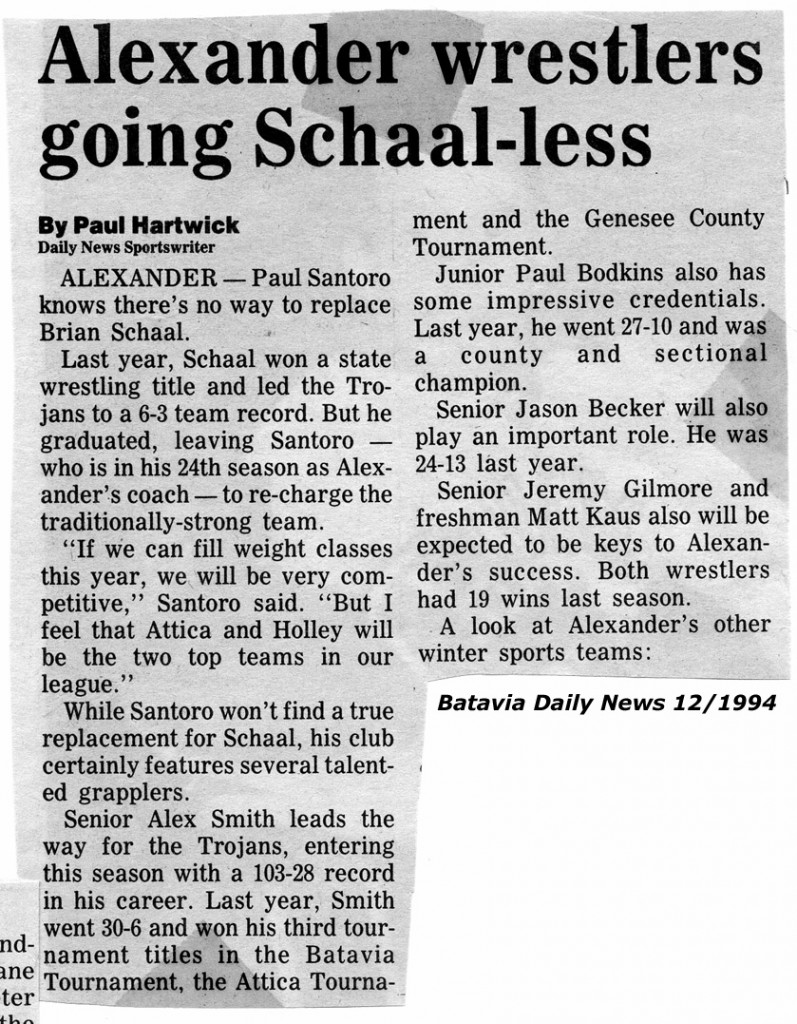 Alexander wrestlers going Schaal-less