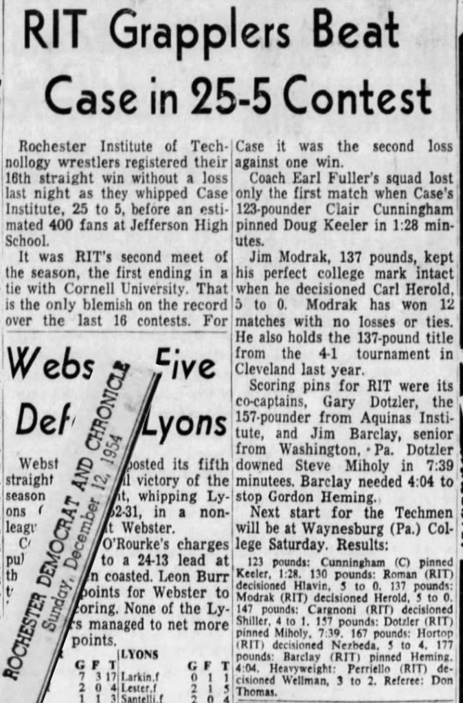 RIT Grapplers Beat Case in 25-5 Contest