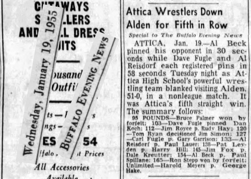 Attica Wrestlers Down Alden for Fifth in Row