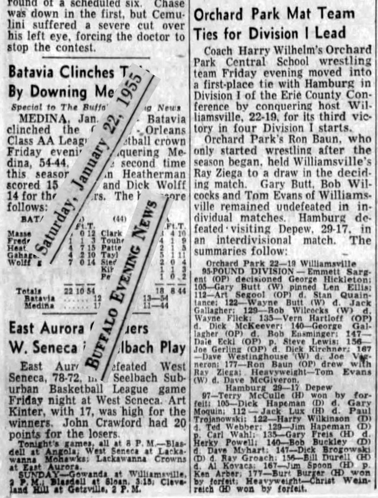 Orchard Park Mat Team Ties for Division I Lead