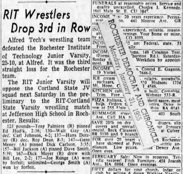 RIT Wrestlers Drop 3rd in Row