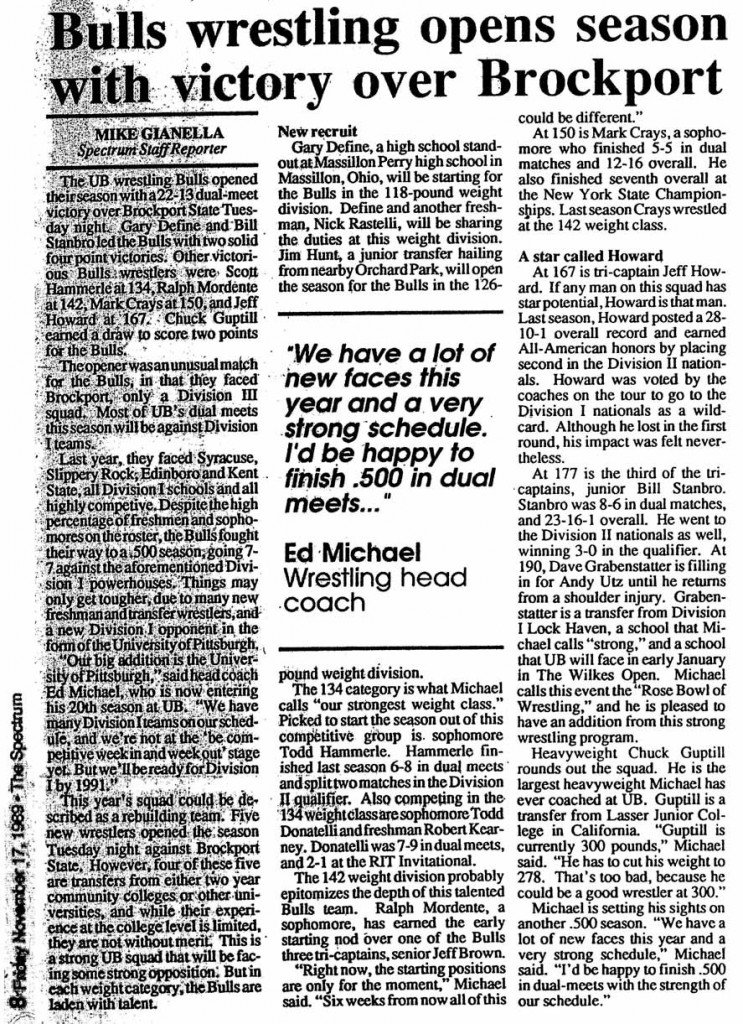 Bulls wrestling opens season with victory over Brockport