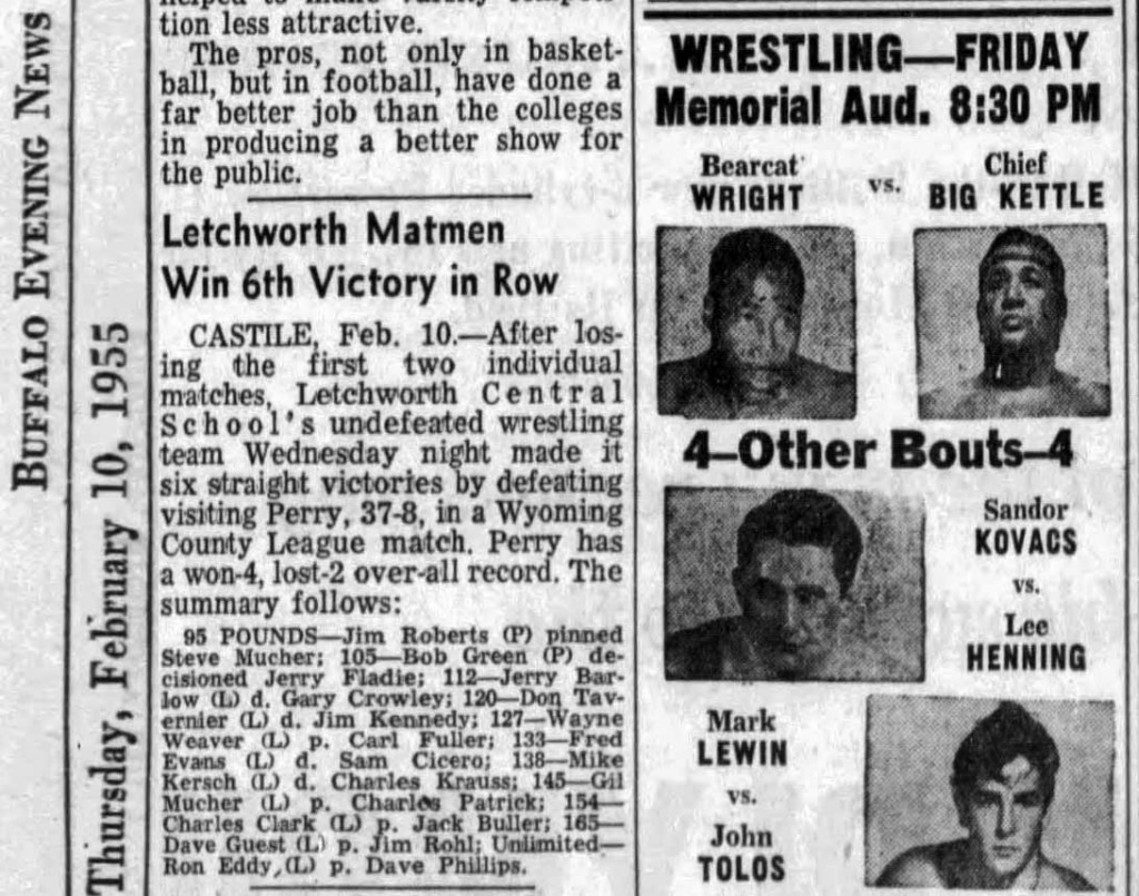 Letchworth Matmen Win 6th Victory in Row