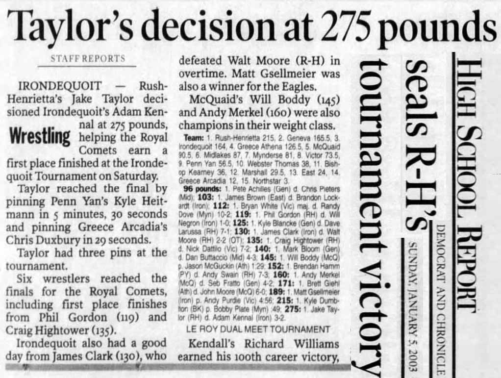 Taylor's decision at 275 pounds seals RH's tournament victory