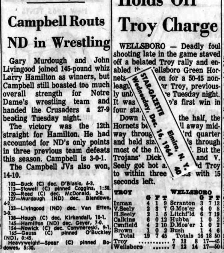 Campbell Routs ND in Wrestling