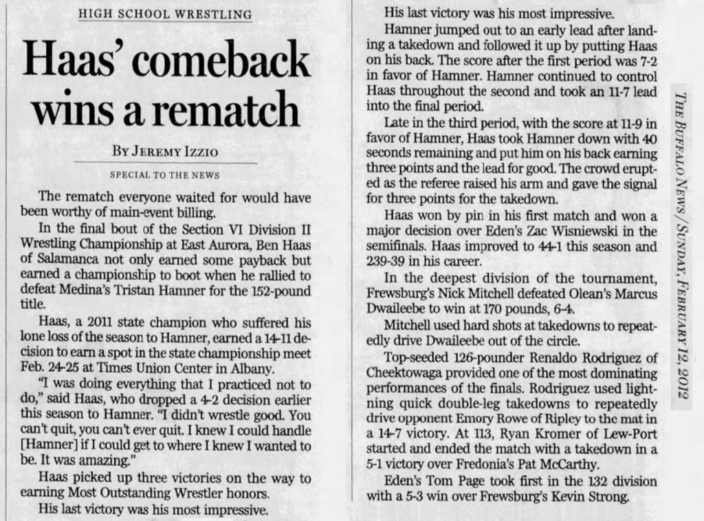 Haas' comeback wins a rematch