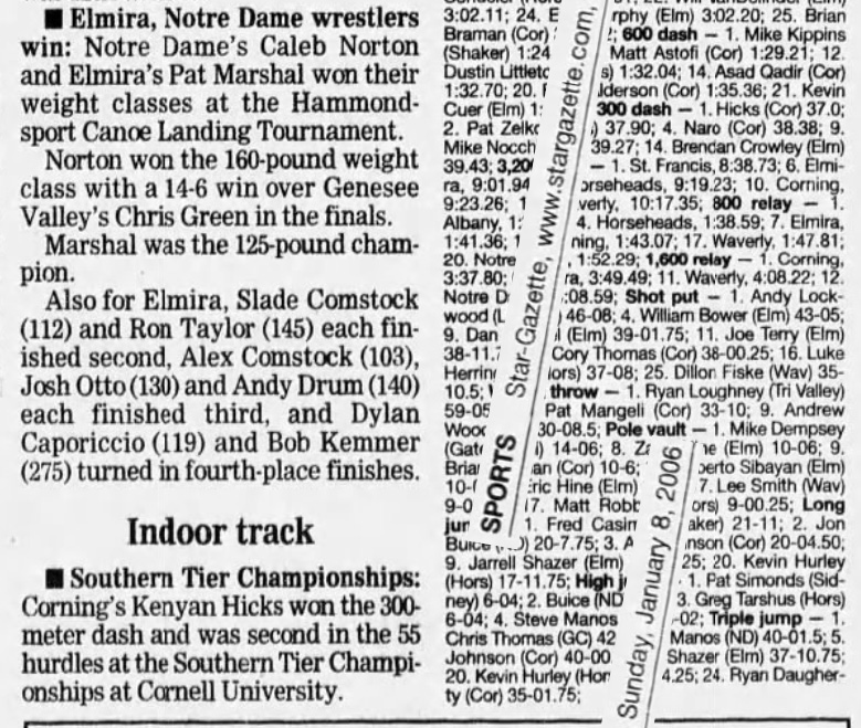 Elmira, Notre Dame wrestler win