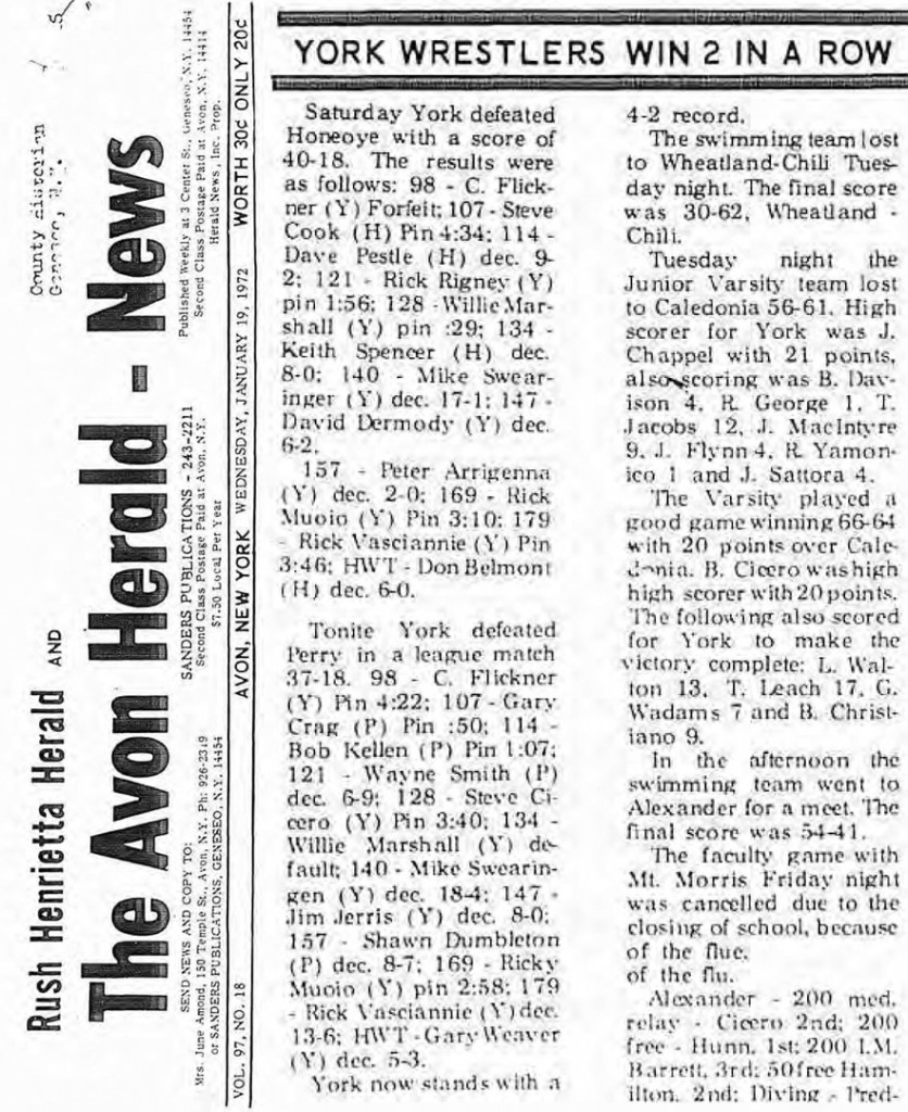 York Wrestlers Win 2 in a Row