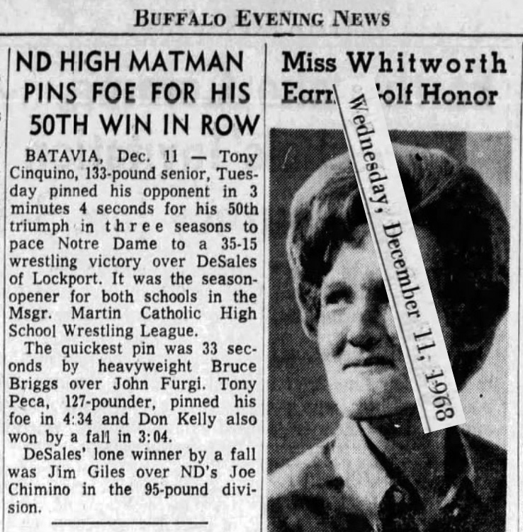 ND High matman pins foe for his 50th win in row