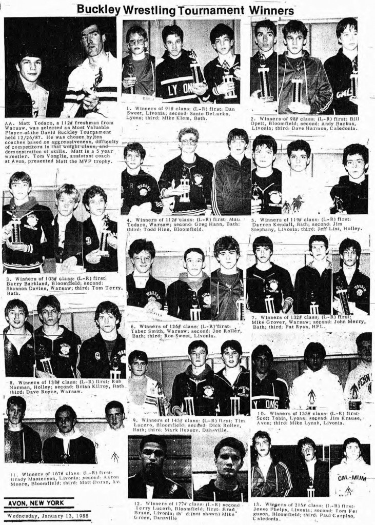 Buckley Wrestling Tournament Winners