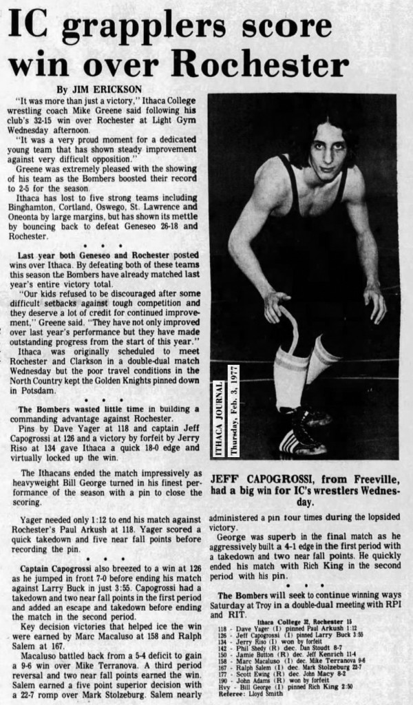 IC grapplers score win over Rochester