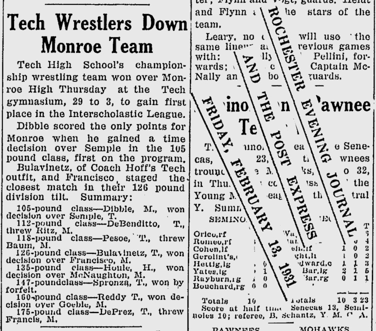 Tech Wrestlers Down Monroe Team