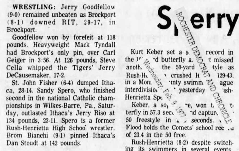 Brockport wrestlers down RIT