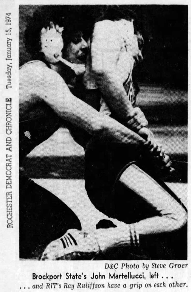 Brockport State's John Martellucci, left...